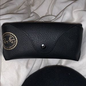 Black leather Raybans sunglasses case